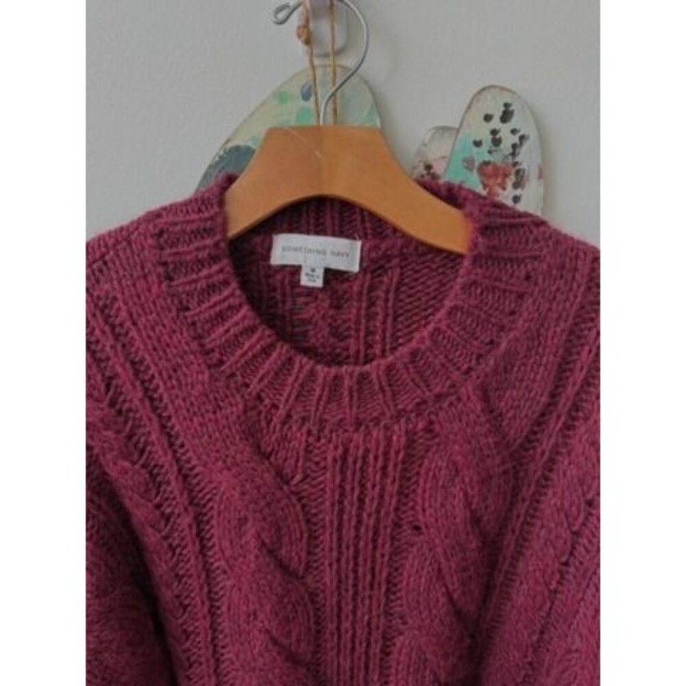 Something Navy ~ Women's Sweater  ~ Burgundy Red Cable Knit ~ Size M